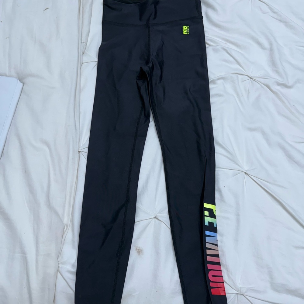 P.E Nation Black Leggings with Colorful Graphic Design